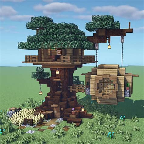 It even has a door to keep out mobs. . Minecraft tree houses